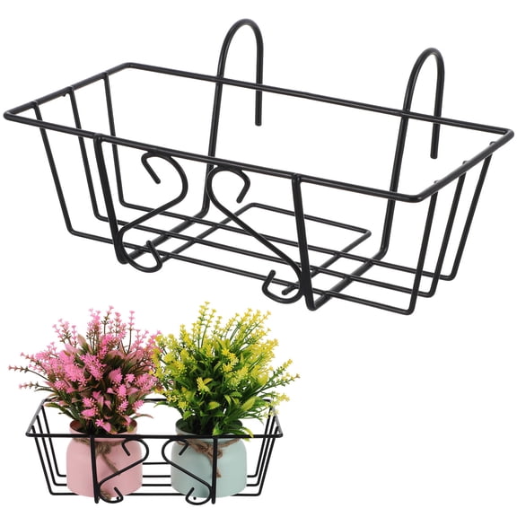 ibasenice Black Plant Pot Hanging Shelf for Garden Balcony Home Use with Strong Support