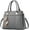Dark Grey, variant on Women Leather Handbag and Purse Designer Shoulder Bag Flower Pendant Top-Handle Satchel Three Layer Pockets Tote