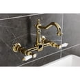 thumbnail image 3 of Kingston Brass KS1262BPL Bel-Air Double-Handle Wall-Mount Bridge Kitchen Faucet, Polished Brass, 3 of 7