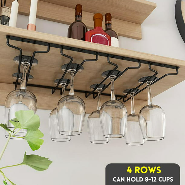 Novashion Under Cabinet Shelf Wine Glass Cup Holder Rack ...