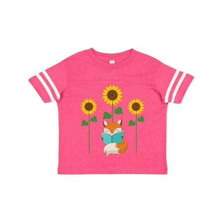 

Inktastic Reading Book Lover Sunflower Fox Boys or Girls Toddler T-Shirt