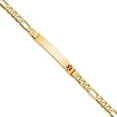 thumbnail image 2 of Auriga Fine Jewelry 14K Yellow Gold Red Enamel Flat Figaro Link Id Bracelet 8 inch for Women (L - 8inch, W - 6.5mm), 2 of 6