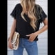 thumbnail image 5 of Blusas de Verano con Ribete de Encaje para Mujer, Cuello en V, Corta, Blusas, Camisetas Básicas Informales, Negro, Talla XL, 5 of 6