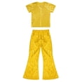 thumbnail image 4 of dPois Kids Girls Boys T-shirt Tops with Flared Pants Sequins Jazz Dance Outfits Hip Hop Dance Gold 100, 4 of 5