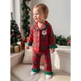 thumbnail image 3 of Cjfdfy Toddler Baby Girl Boy Christmas Fall Pajamas Santa Applique Long Sleeve Lapel Plaid Ruffle Trim Shirt And Pants Set Little Baby Cute My First Christmas Holiday Sleepwear 1-6Y, 3 of 9