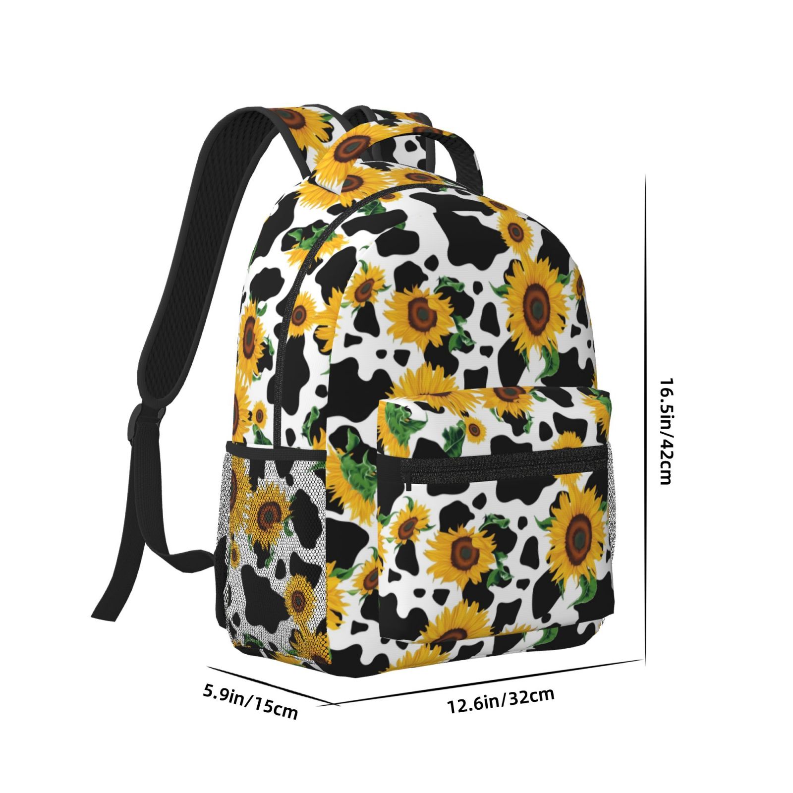 Xecao Cute Cow Print Sunflower D Travel Backpack: A spacious, stylish computer backpack ideal for men and women, perfect for college, school, or daily travels