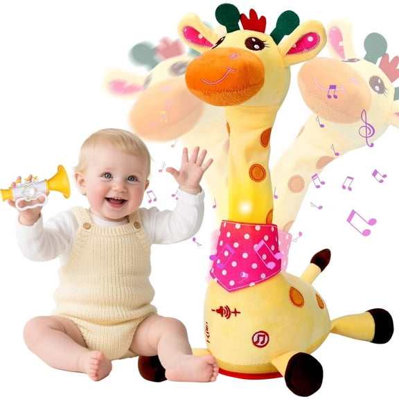 Musical Giraffe Toy – Sings, Dances & Repeats What You Say, Glowing Talking Dancing Giraffe Baby Toy, Adjustable Volume Animal Stuffed Tummy Time Toys, Sensory Education Gifts for Toddlers