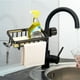 thumbnail image 4 of Organizador de fregadero de cocina, soporte de almacenamiento para grifo con ganchos para esponjas y cepillos, instalación sin taladro, bandeja de goteo para secar, ahorro de espacio para el baño y e, 4 of 5
