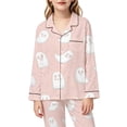 thumbnail image 5 of Afdoent Girls Pajamas Set Halloween Ghost Print Sleepwear Soft Long Sleeve Button-Down Sleepwear Nightwear 2Pcs Pajama Sets Loungewear Comfortable For Kids Holiday 13-14 Years, 5 of 5