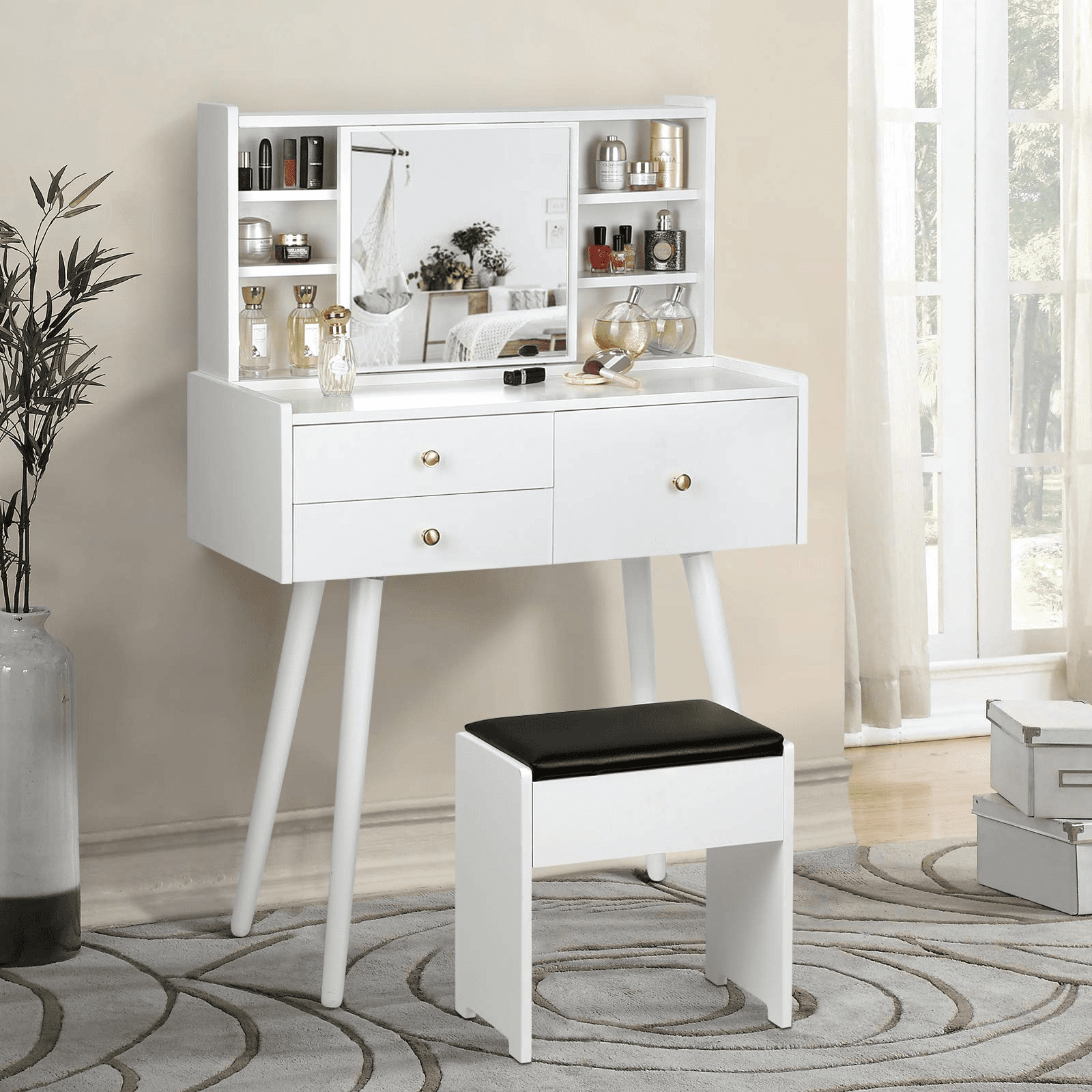 Backh Vanity Table Set Makeup, White Dresser And Vanity Set