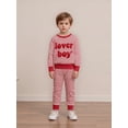 thumbnail image 4 of BemeyourBBs Toddler Baby Boy Valentines Day Outfits Letter Embroidery Long Sleeve Striped Sweatshirt and Joggers Pants Set Spring Clothes, 4 of 9