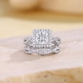 thumbnail image 6 of SFTING Wedding Rings Set for Women Princess Cut Twisted Halo Engagement Rings 5A CZ Silver Plated Anniversary Mother's Day Gift for Her Size 6, 6 of 9