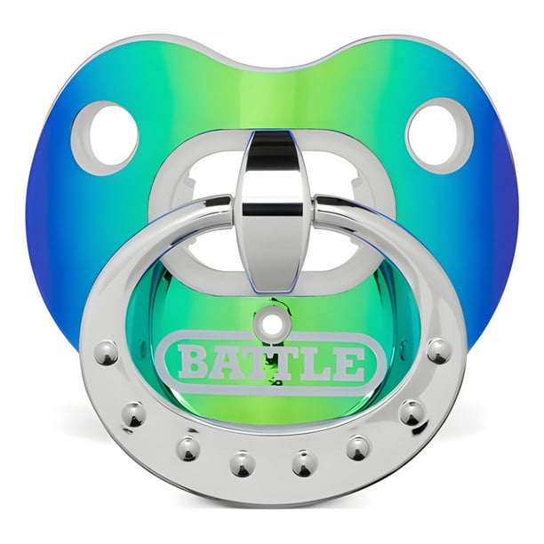 Protector bucal deportivo para fútbol americano, tocho, flag, Battle Oxygen Irridiscent Binky máxima transpirabilidad, Protege labios y dientes, no requiere ebullición, unitalla color Azul/Verde