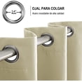 thumbnail image 2 of Cortinas Blackout con Aislamiento Térmico para Estar/Recámara Ventana, con Ojales en la Parte Superior, Suave 100% Poliéster Tela Impermeable, Reducción Ruido, 2 Paneles, 132 x 213.3 cm, Beige, 2 of 7