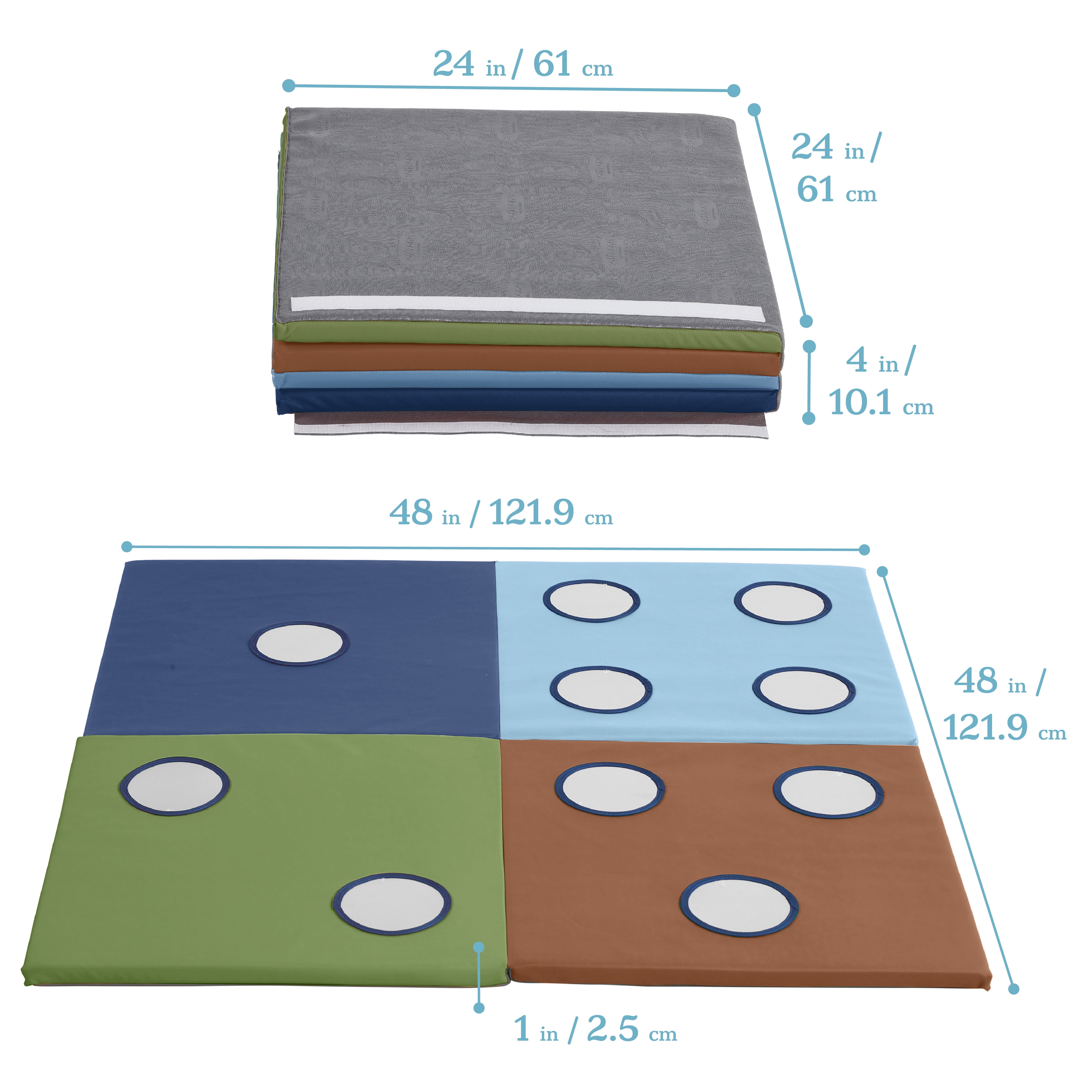 ECR4Kids SoftZone 123 Look at Me Activity Play Mat with Mirrors, Folding Playmat, Earthtone