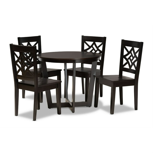 Baxton Studio Brava Modern and Contemporary Dark Brown Finished Wood 5-Piece Dining Set