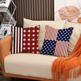 thumbnail image 4 of 4th of July Patriotic Decorative Throw Pillow Covers 18x18, America USA Rustic Red White Blue Stripes Stars Outdoor Pillowcase, American Independence Day Cushion Case Home Decor, 4 of 6
