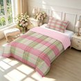 thumbnail image 2 of Manfei Modern Checkered Twin Comforter Sets,Geometric Plaid Bedding Set,Pink Green,Pink Reversible,2pcs,1 Comforter and 1 Pillowcase,2pcs,1 Comforter and 1 Pillowcase, 2 of 7