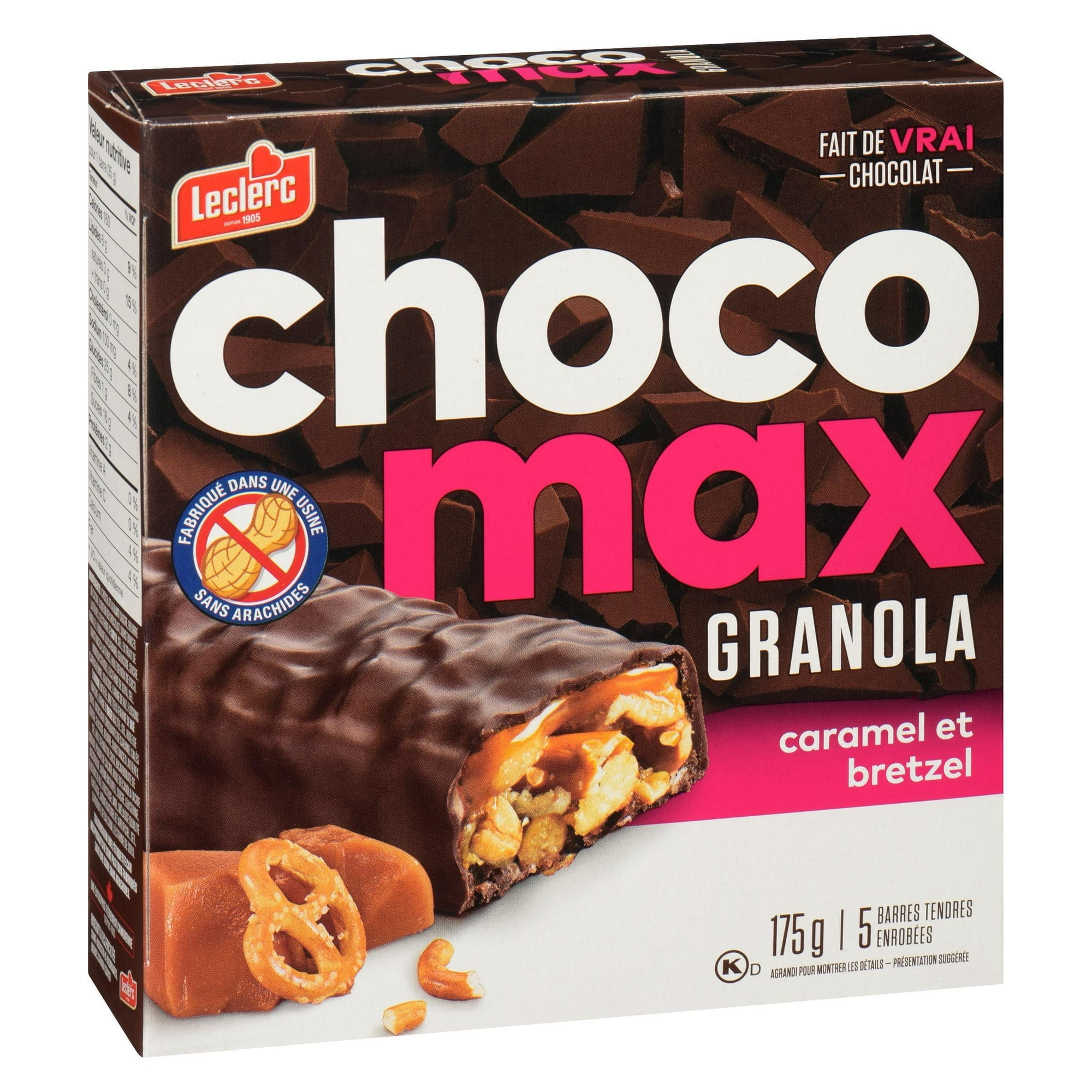 Chocomax Caramel & Pretzel Granola Bar, 175g/5 coated bars