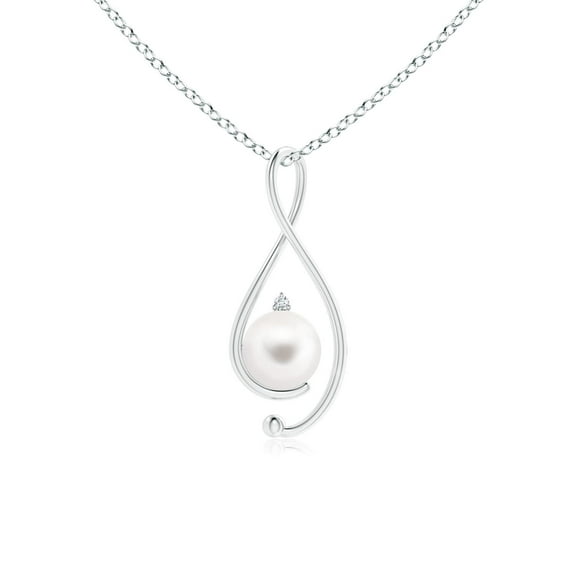 ANGARA Freshwater Cultured Pearl Infinity Pendant with Diamond in 925 Sterling Silver for Women | June Birthstone, Birthday, Anniversary, Jewelry Gift for Women | Pearl Necklace