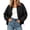 Black, variant on Women's Zip Up Bomber Jacket Casual Loose Fit Collared Coat with Pockets Elastic Cuffs Drawstring Hem for Spring Fall Daily Wear