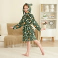 thumbnail image 2 of FORMRS Niños Bathrobe Unisex Hooded Robe Soft Plush Pajamas Sleepwear, Size 10-12T, Orange Flowers, 2 of 7
