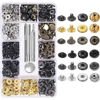 Arokimi Snap Fastener Kit Metal Snaps Buttons with Fixing Tools 4 Color Clothing Snaps Kit for Clothing Leather Jacket Jeans Wear Bags Bracelet