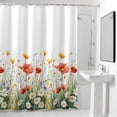 thumbnail image 4 of Spring Wildflower Fabric Shower Curtain Watercolor Flower Leaf Washable Shower Curtains for Bathroom, Waterproof Bath Curtain with Hooks Home Decor 72x84in, 4 of 8