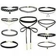 thumbnail image 2 of RSAMD 10 Pieces Chokers Necklace Black Classic Velvet Stretch Gothic Tattoo NeckliYUWO, 2 of 4