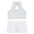 thumbnail image 4 of YONGHS Girls Jazz Hip Hop Dance Performance Outfit Sequins Tank Top with Booty Shorts Set Dancewear White 8, 4 of 5