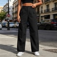 thumbnail image 4 of Nugftut Cargo Pants for Women High Waist Wide Leg Loose Casual Trouser with Pockets, 4 of 7