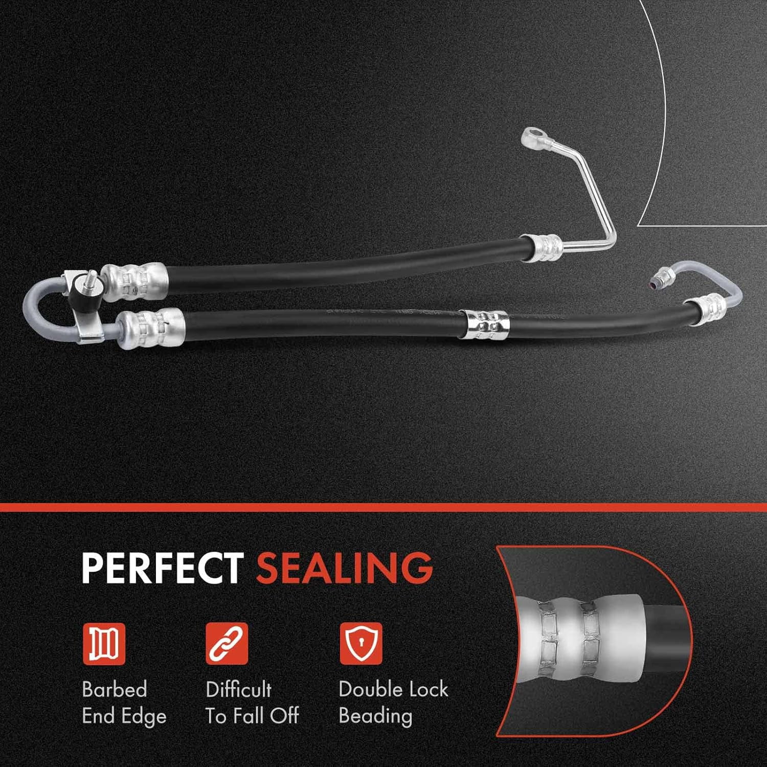 A-Premium Power Steering Pressure Hose Line Assembly Compatible with BMW 525i 2001-2003, 528i 1998-2000, 530i 2001-2003, 2.5L 2.8L 3.0L, with O-ring & Washer, Pump To Rack