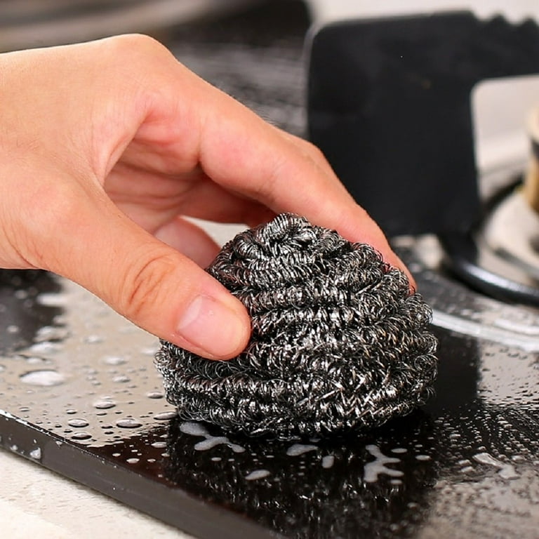 Long Handle Replaceable Scrubber Brush Stainless Steel Scourer Metal  Scouring Dish Scrubber Heavy Duty Kitchen Cleaning