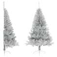 thumbnail image 1 of vidaXL Artificial Half Christmas Tree with Stand Silver 120 cm PET, 1 of 5