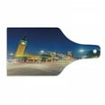 thumbnail image 1 of Urban Cutting Board, Night View of Big Ben and Westminster Palace Parliament Square London England, Tempered Glass Cutting and Serving Board, Wine Bottle Shape, Blue Grey Yellow, by Ambesonne, 1 of 1