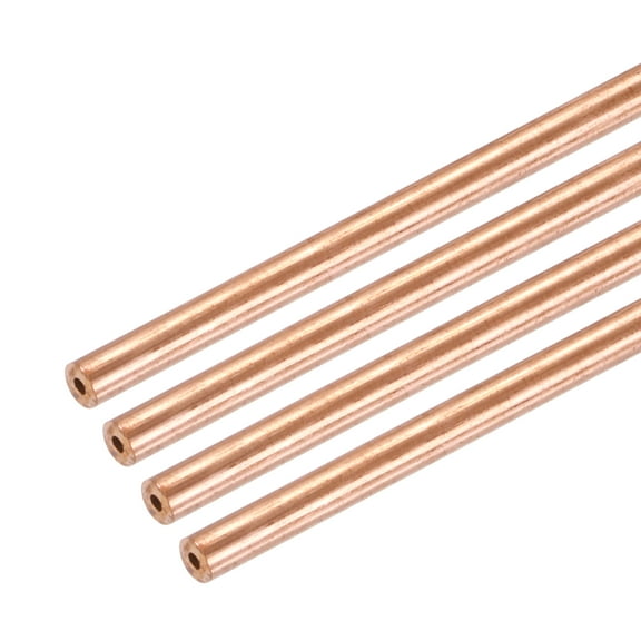 Uxcell Copper Round Tube, 2mm OD x 0.5mm Wall Thickness x 100mm(4") Length Pure Copper Tube Seamless Metal Straight Pipe Tubing for DIY Crafts Industry Construction(Pack of 4)