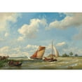 thumbnail image 2 of Hermanus Koekkoek 24x18 Black Ornate Framed Double Matted Museum Art Print Titled: Dutch Barges in Choppy Waters, 2 of 5