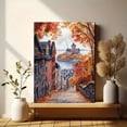 thumbnail image 6 of Autumn Castle Town Watercolor Wall Art/Canvas Print， Suitable for Living Room， Bedroom， Dining Room， Office， Hallway Decoration, 6 of 8