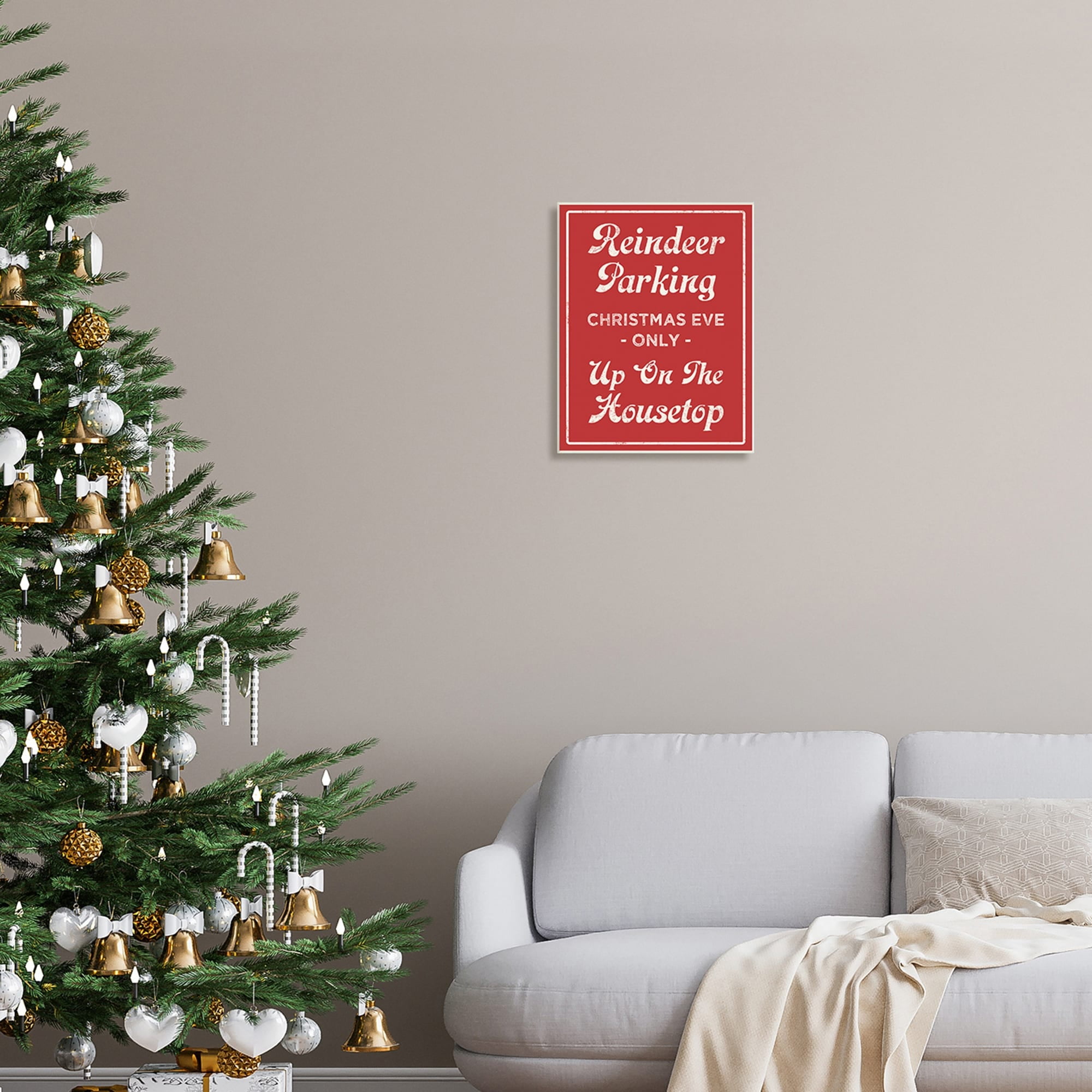 Reindeer Parking Sign Festive Christmas Vintage Text Holiday Graphic Art Unframed Art Print Wall Art