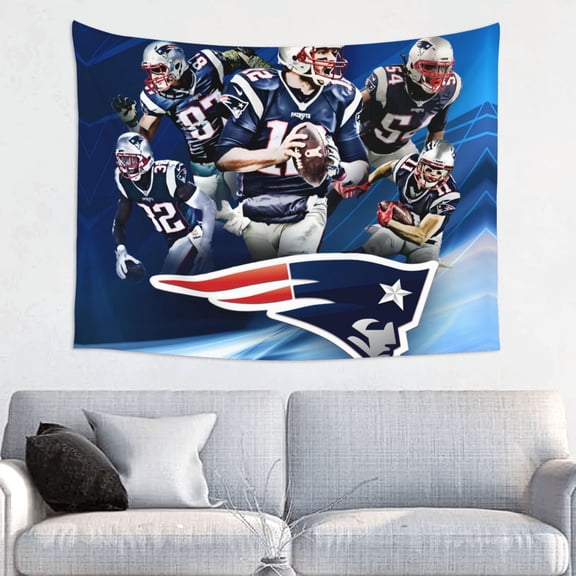 New England Football Team Indoor Decorative Wall Tapestry 29x37in, Football Team Theme Wall Hanging Personalized Tapestry, Home Fashion Decor for Living Room, Bedroom, Dorm, Fan Gift Tape038