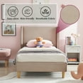 thumbnail image 2 of Zanmintaobo Twin Corduroy Upholstered Bed with 42.5" Wingback Headboard,Metal & Wood Slats,No Box Spring Needed,Easy Assembly,Mink, 2 of 8