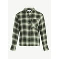 thumbnail image 5 of Time and Tru Women's Cropped Flannel Shirt with Long Sleeves, Sizes XS-XXXL, 5 of 5