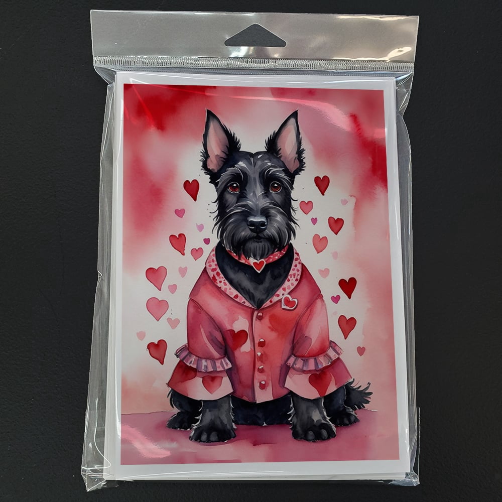 Scottish Terrier My Valentine Greeting Cards Pack of 8 7 in x 5 in