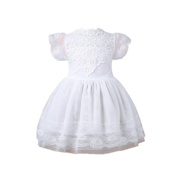StylesILove Victorian Lace Princess Flower Girl Dress (5-6 Years, White)