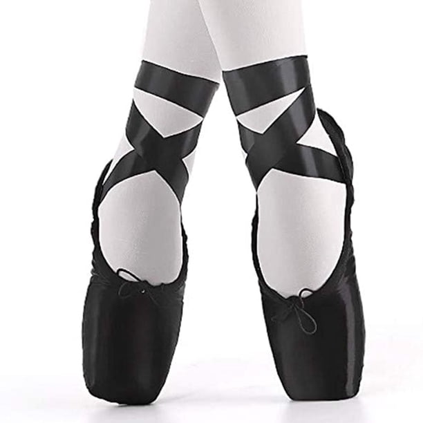 Zapatos de baile Baoblaze Zapatillas de punta para adultos con cordones Negro 34-43