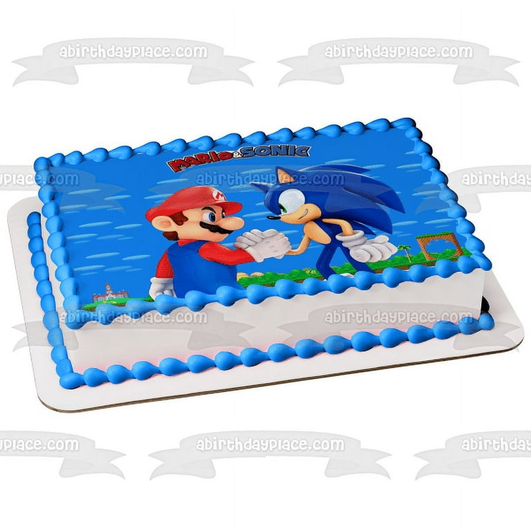 SDore Super Mario & Sonic Edible Birthday Cake Topper Frosting
