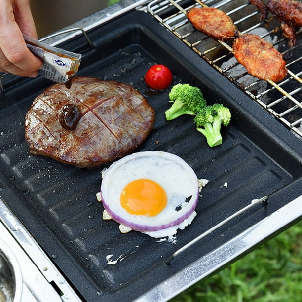 Plateau de cuisson rectangulaire en fonte, poêle à barbecue extérieure,  plaque à steak, plaque de cuisson