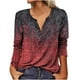 thumbnail image 2 of ICHUANYI Clearance Women Casual Printing Long Sleeve Buttons Slim Blouse T-shirt Tops(Wine, XL) ICHUANYI WER2023080804661, 2 of 5