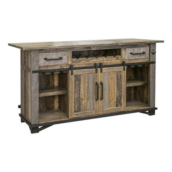 Pemberly Row Contemporary Loft Rustic Modern 76" Bar Counter