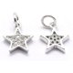 thumbnail image 2 of 1 pieza de dije de estrella de latón con micro pavé de circonitas cúbicas y acabado platino transparente., 2 of 2